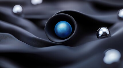 Dark Moody Abstract Sphere Nestled in Black Fabric. AI Generated