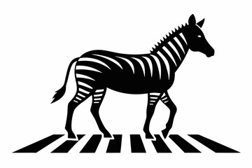 a zebra walk silhouette vector illustration
