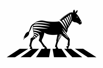 a zebra walk silhouette vector illustration