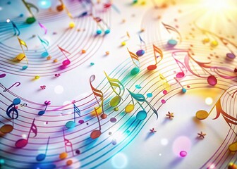 Obraz premium Hand Drawn Music Notes Scattered on White Background - Artistic Musical Concept