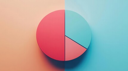 A visually striking pie chart split into red and blue sections, set against a gradient background.