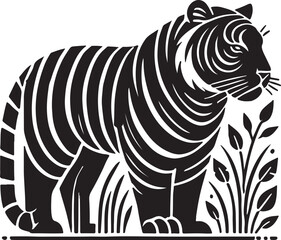 Isolated black tiger icon Vector, black tiger Silhouette,black tiger icon set, black tiger for logo,color black tiger Vector illustration, Vector Graphic, 