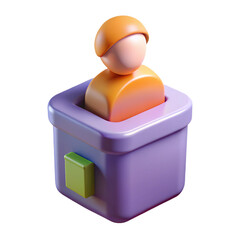 voting box or giving vote in box 3d icon