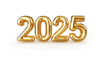 Golden 2025: A sparkling gold 3D rendition of the year 2025, embodying optimism and anticipation for the future. This visually captivating image is perfect for representing new beginnings, goals.
