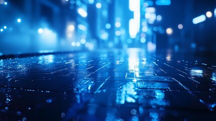Blue Bokeh Abstract Background 8K Realistic Lighting Highly Detailed