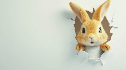 Rabbit peeking from hole