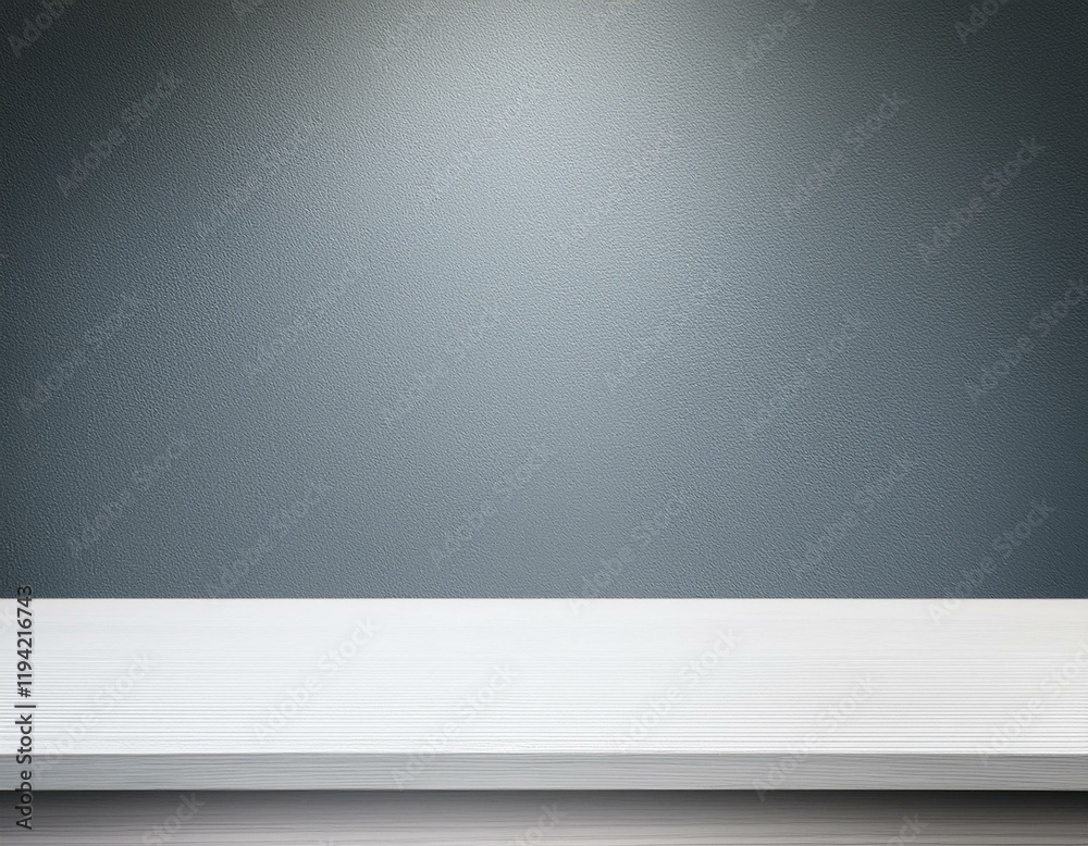 Poster front view of empty shelf on white table showcase. generated image