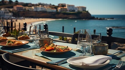 restaurant in the evening HD 8K wallpaper Stock Photographic Image