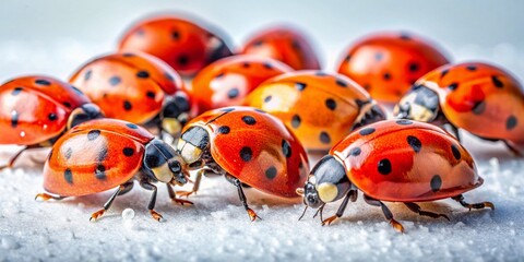 Fototapeta premium Ladybugs on White: Delightful Macro Food Photography Still Life