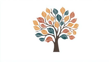 Obraz premium A stylized tree with colorful leaves representing nature and growth.