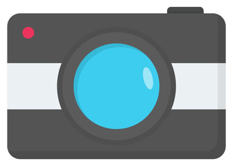 Camera in flat style isolated on white background.