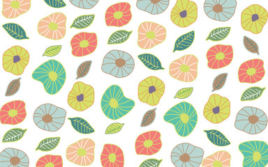 北欧風のお花の背景A03　いろんなお花