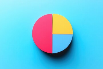 Fototapeta premium A colorful pie chart with four segments sits against a blue background, illustrating data visualization and analysis.