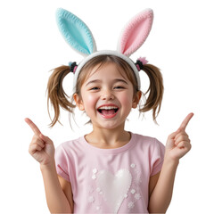 Happy Little Girl Bunny Ears Easter Spring Child Adorable Pink kid fun joy cute cute kids sweet     