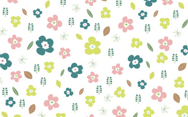 北欧風のお花の背景B02　草とお花