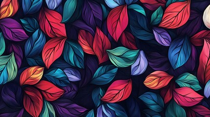 Fototapeta premium Vibrant Colorful Leaves Abstract Art Design