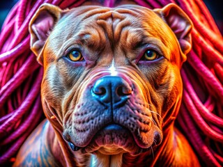 Macro Photography of Powerful Pitbull Muscle Fibers, Detailed Canine Anatomy