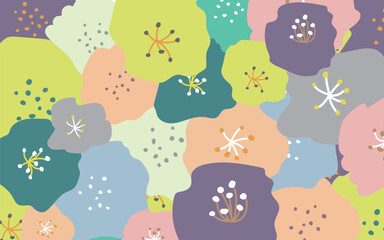 Naklejka premium 北欧風のお花の背景B03 敷き詰められた丸いお花