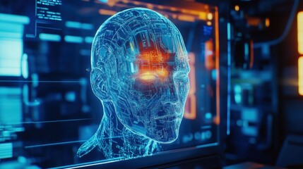 Obraz premium Interface with hologram head