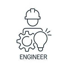 Engineering innovative idea. Modern technical solutions. Vector linear icon illustration isolated on white background.