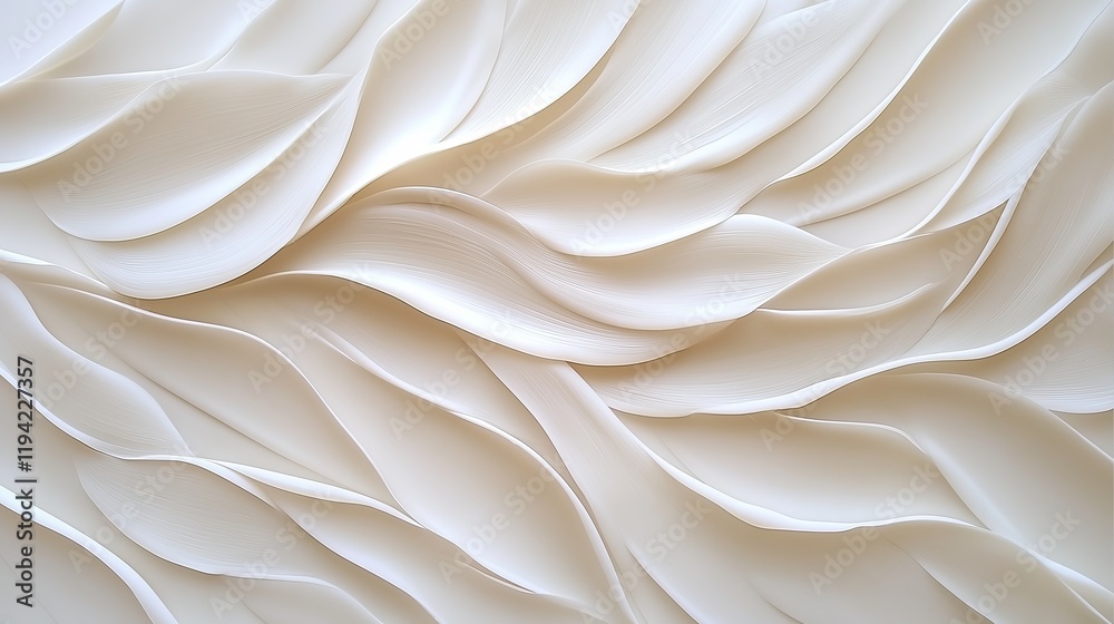 Wall mural abstract cream-colored wavy pattern with layered textures