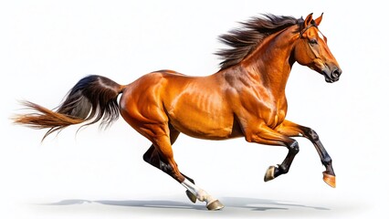 Majestic Horse Aerial Photography: Isolated White Background Stock Photo