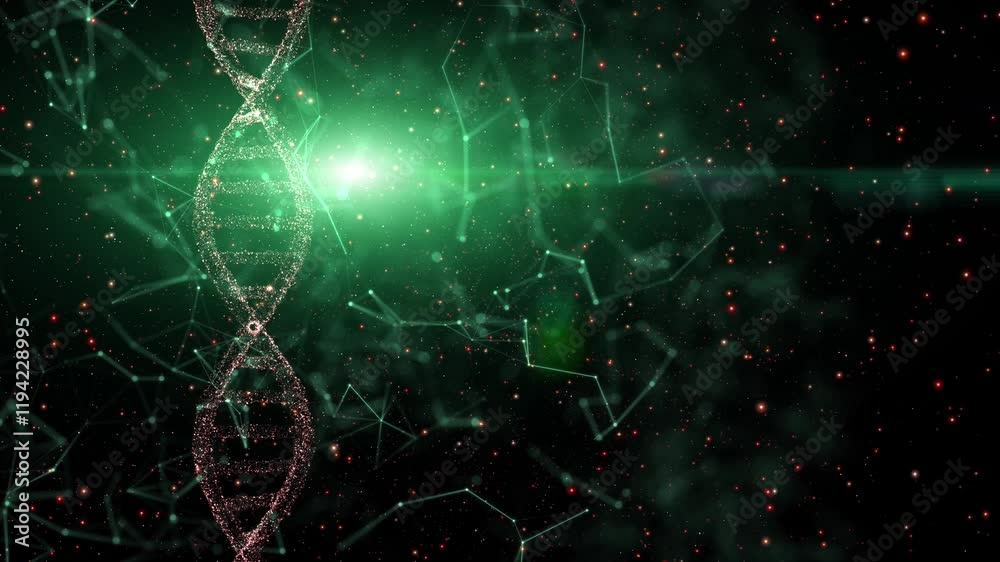 Canvas Prints artificial intelligence digital dark green cyberspace and dna chain rotation.