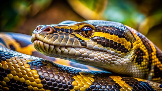 Majestic Rock Python Snake in Sharp Focus, High-Resolution Wildlife Photography
