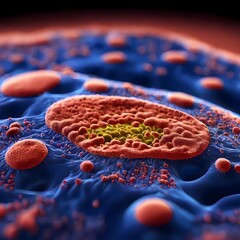 red blood cells flowing through microscope