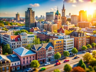 Obraz premium Miniature Cityscape, Tilt-Shift Photography, Urban Exploration, Daytime, Building Details