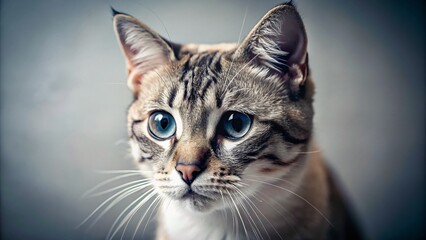 Minimalist Cat Crying: A Single Tear, Lonely Feline Portrait