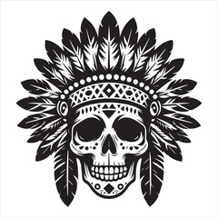Fototapeta premium Cultural Native American Headdress Vector Illustration 