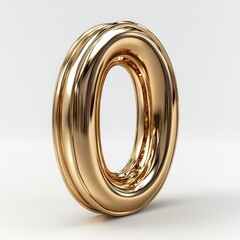 Golden Number Zero: A 3D Render of a Luxurious, Shiny, and Elegant Zero