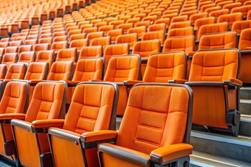 Fototapeta premium A large auditorium filled with orange chairs