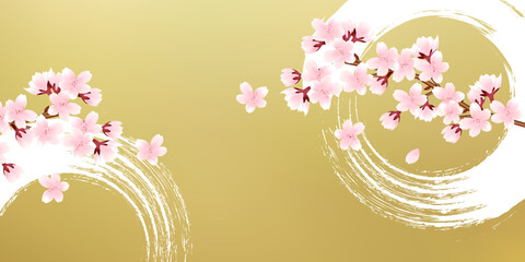 桜　和柄　水彩　背景