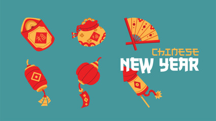 lunar chinese new year red and gold, seamless hand drawn ornament decoration