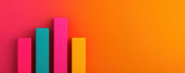 A vibrant, modern graphic featuring colorful bar graphs on a gradient background, symbolizing growth and data visualization.