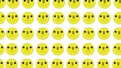smiles are scattered on a light background