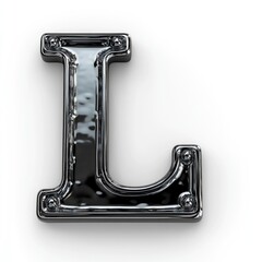 Chrome Letter L: A 3D Render of a Shiny, Metallic Letter