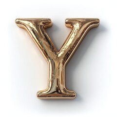 Golden Letter Y: 3D Render of a Textured, Metallic Alphabet