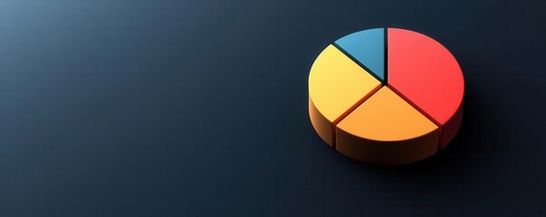 Fototapeta premium A colorful pie chart on a dark background, representing data visualization and analysis.