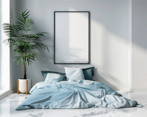 Bedroom with blank poster/photo with frame, version 3   