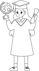 kid graduation outline coloring