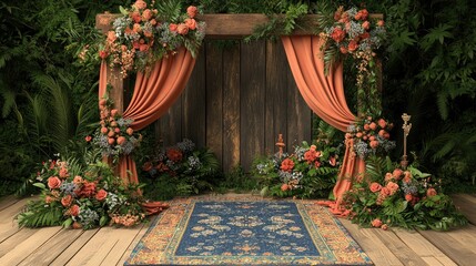 Rustic Wedding Floral Arch Decor: Romantic Garden Ceremony Backdrop