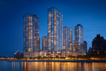 skyscrapers at night