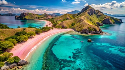 Obraz premium Pink Sand Beach Komodo National Park Indonesia - Stunning Tropical Landscape