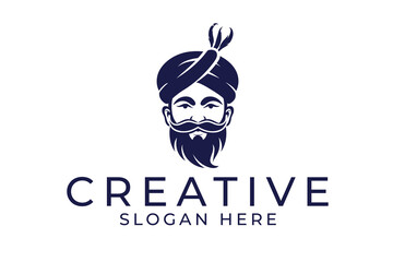 man with turban and moustache logo