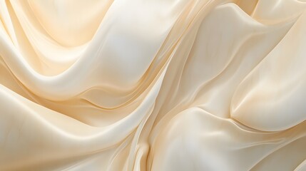 Fototapeta premium Elegant Draped Cream Colored Silk Fabric Texture