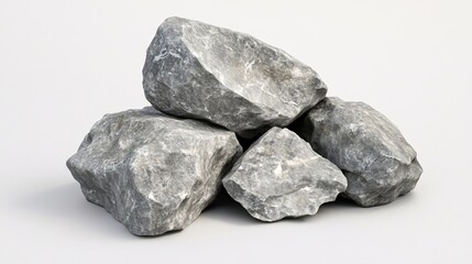 Fototapeta premium Rough Grey Stones Natural Rock Pile Isolated Background