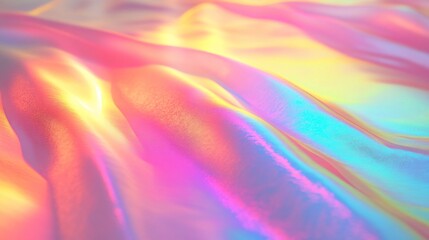 Obraz premium A holographic surface with shifting rainbow hues under soft light